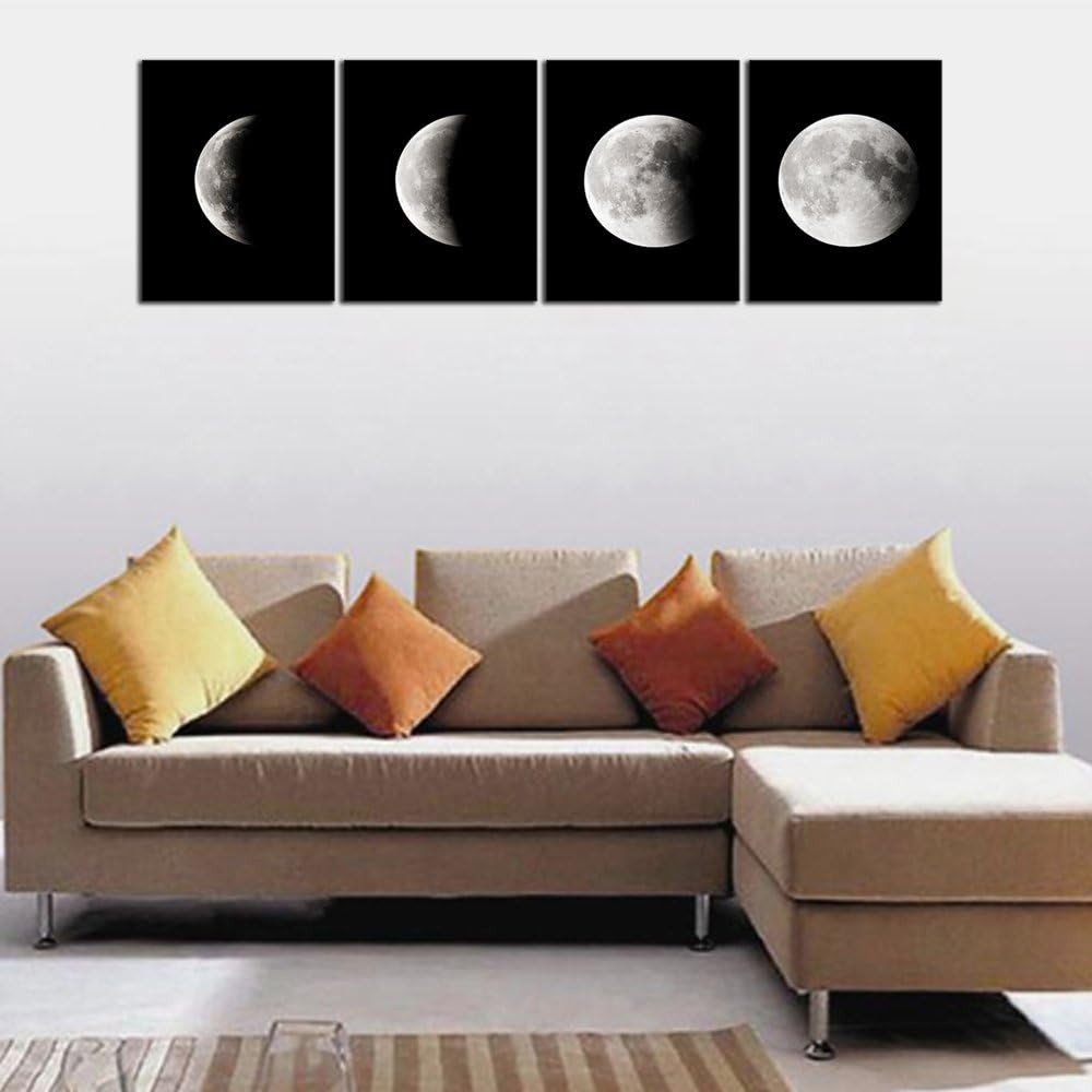 Moon Large Modern Giclee Canvas Prints Abstract Space Paintings on Stretched and Framed Canvas Wall Art U74812