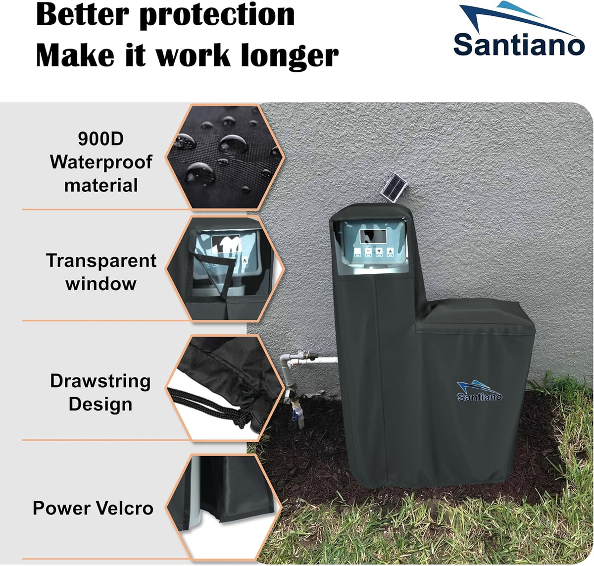 Black 64x40x16 Inches Water Softener Cover F835