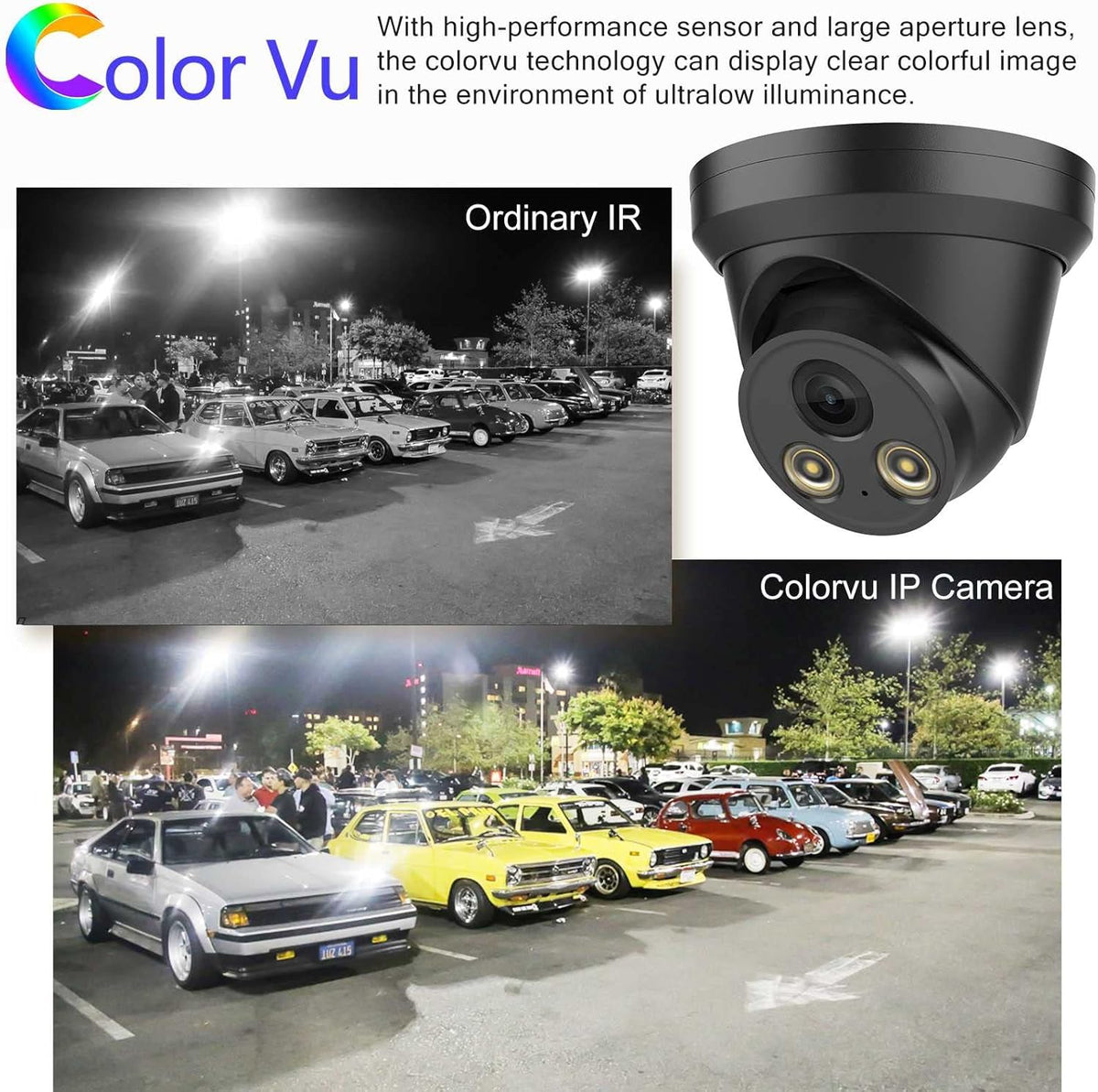 5MP Night Color Turret PoE Security IP Camera with Mic B854