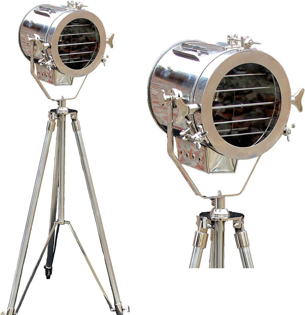 Chrome & Silver Finish Steel Tripod Floor Lamp W10830