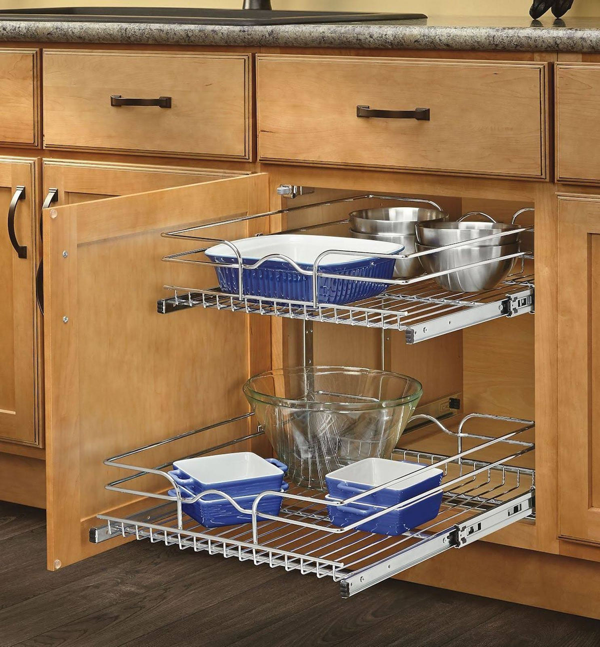 21 in. Chrome 2-Tier Wire Pull-Out Basket W2025