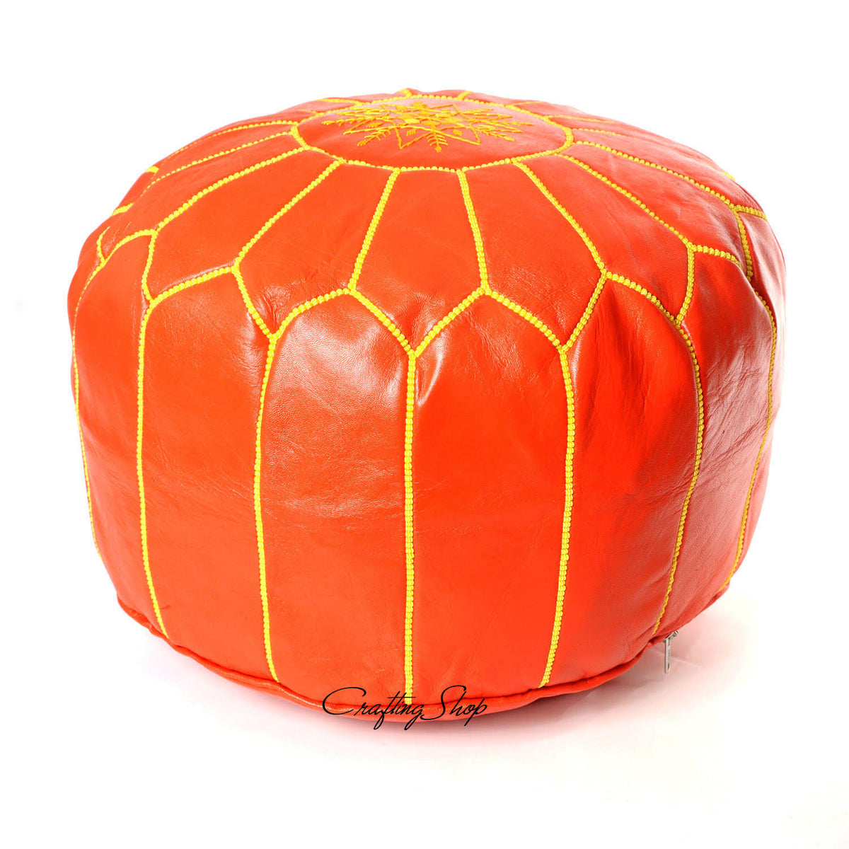 Handmade Moroccan Leather Pouf Ottoman Z221