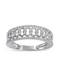 10K White Gold Diamond Cuban Link Ring H3831