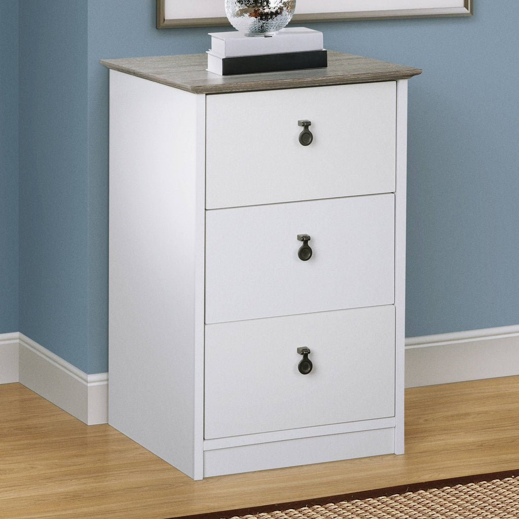 White Gray Oak 3 Drawer Filing Cabinet M16757
