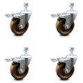 4 inch High Temp Phenolic Swivel Caster Set with Total Lock Brake M131451