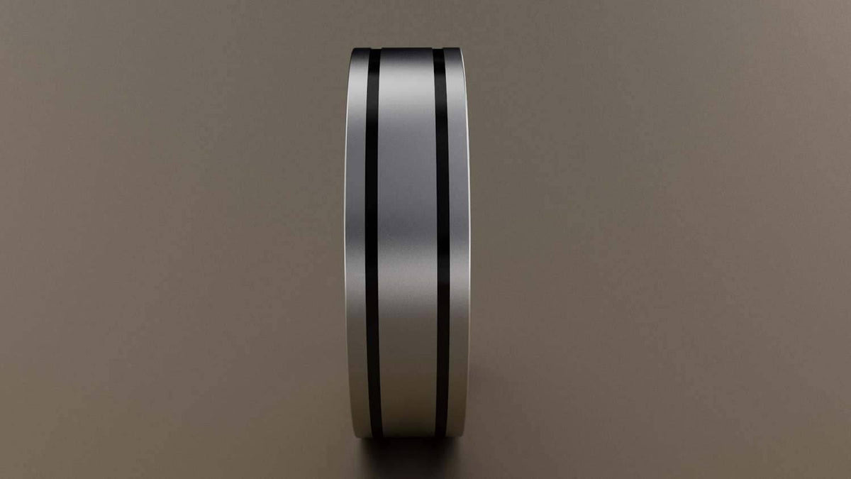 6mm Double Black Groove Wedding Band 10kt Z6275
