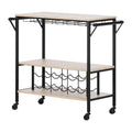 White Oak Bar Cart with Wine Rack O34231