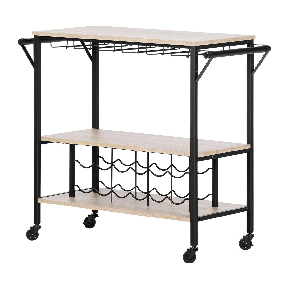 White Oak Bar Cart with Wine Rack O34231