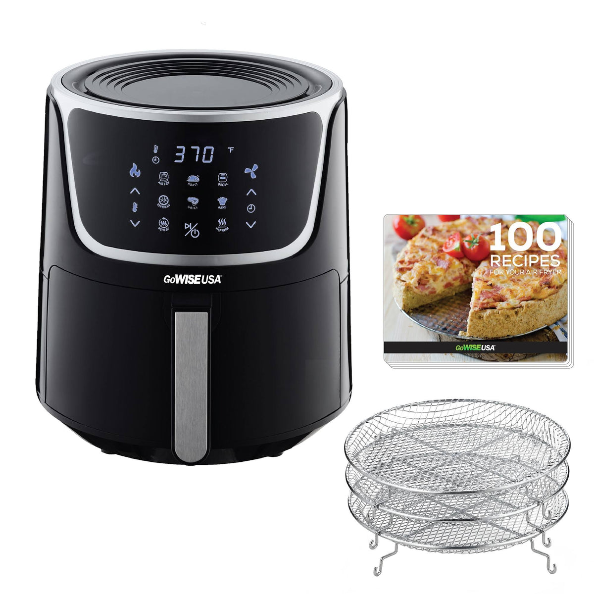 7 qt Electric Air Fryer with Dehydrator Black Silver J688