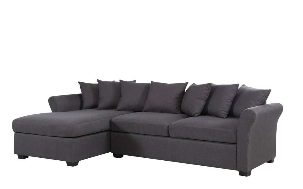 Dark Grey Linen L-Shape Sectional Sofa with Chaise Lounge G962