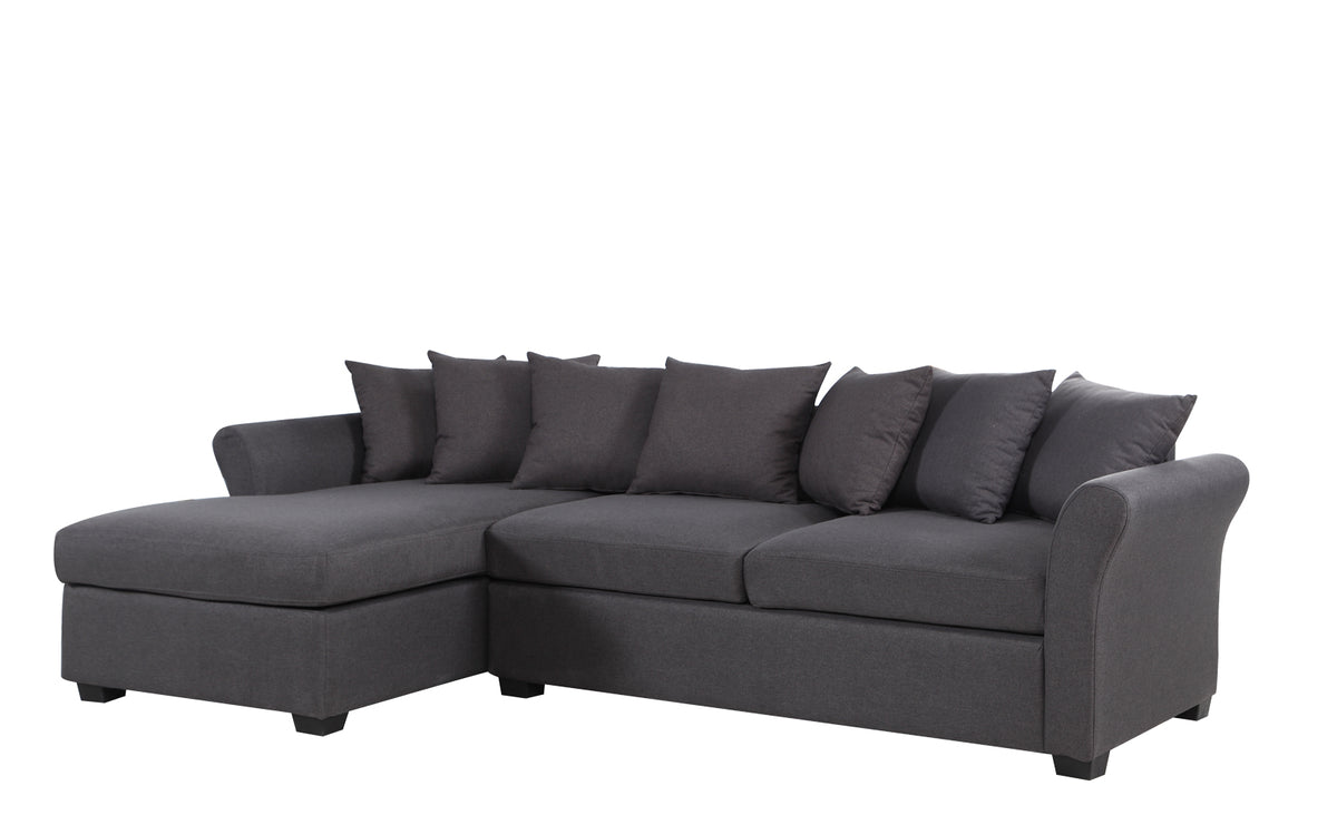 Dark Grey Linen L-Shape Sectional Sofa with Chaise Lounge G962