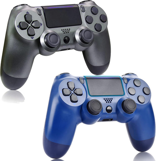 2 Pack Wireless Controller Gamepad with Charging Cable and Two Motors (Titanium Blue and Jet Black) V5249