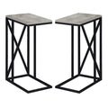 Gray Wood X Metal Frame C End Table Set of 2 P8628