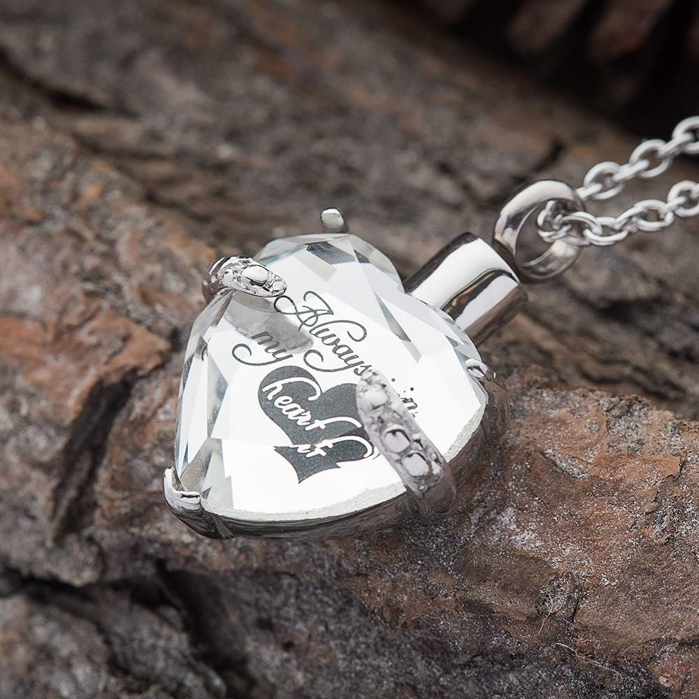 Crystal Glass Heart Urn Necklace Cremation Jewelry Memorial Pendant C14631