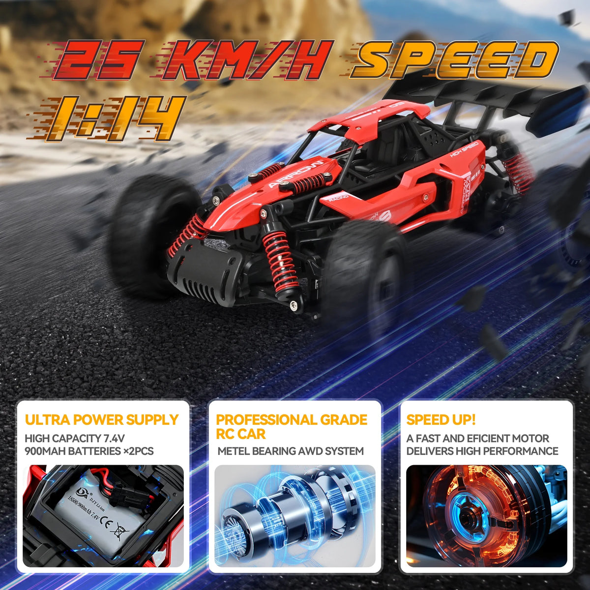 Remote Control Car 1:14 Alloy High Speed RC Racing Car I77801