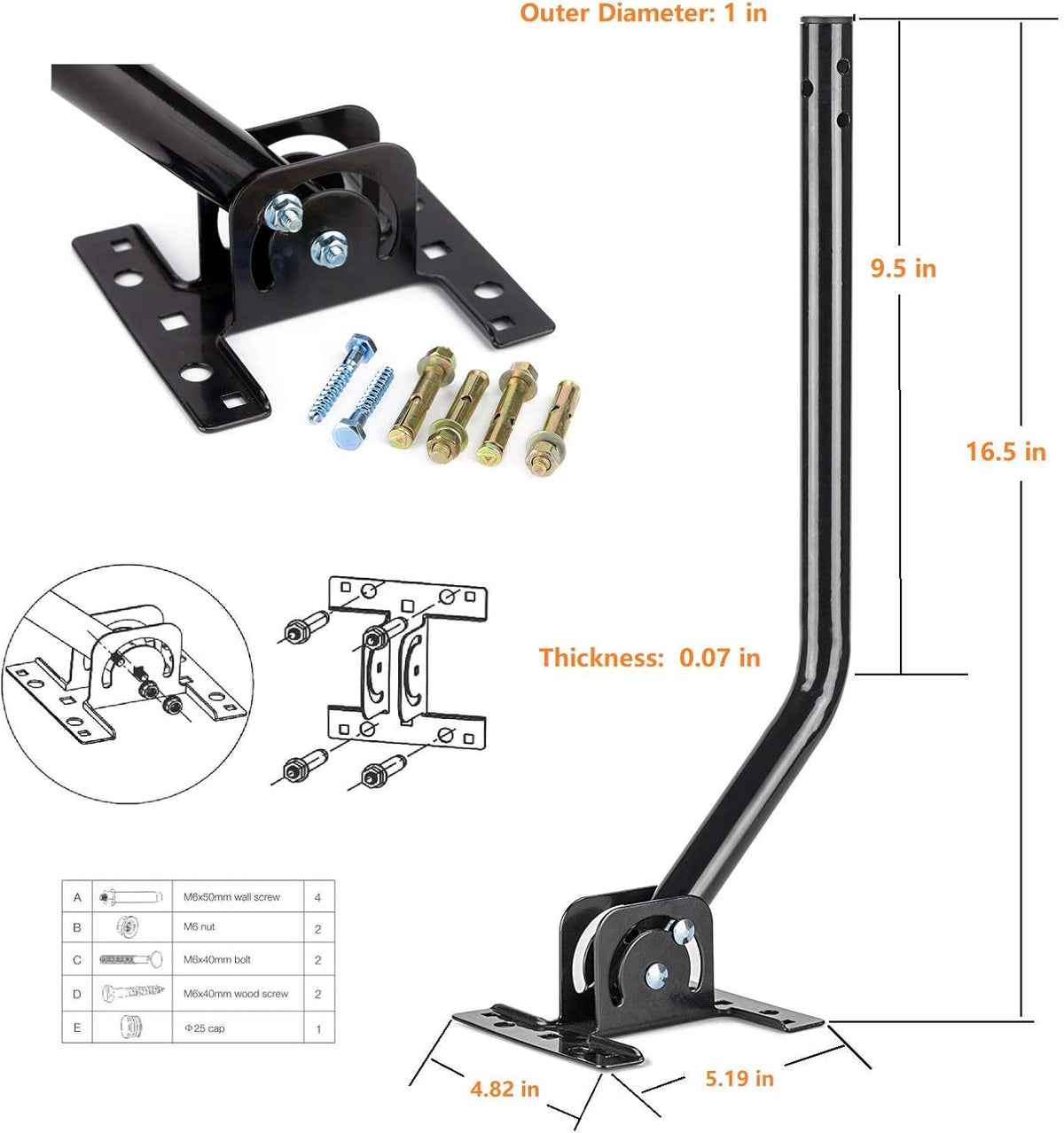 HDTV Digital Outdoor Antenna Amplified 150 Miles Long Range UHF/VHF with 40 Feet RG6 Coaxial Cable M538193