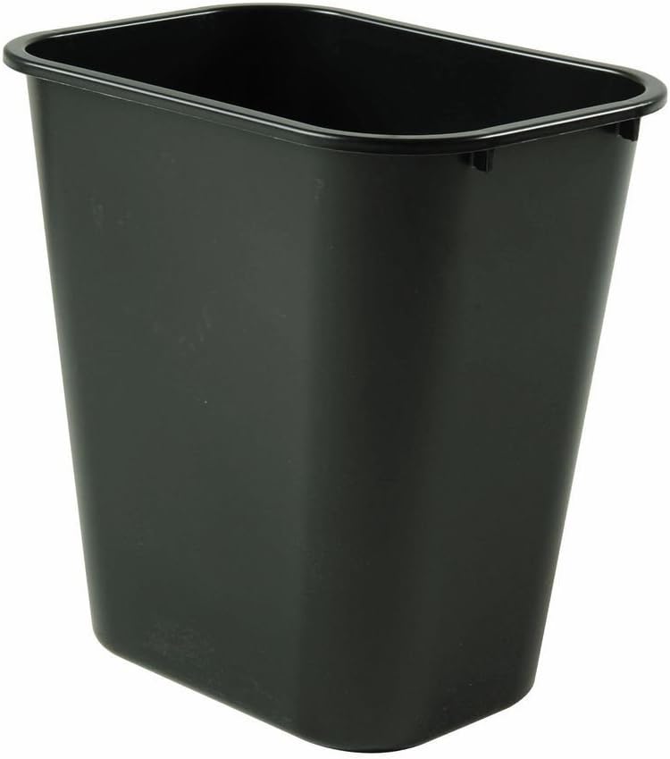 Black 28-1/8-Quart Open Top Rectangular Wastebasket B425