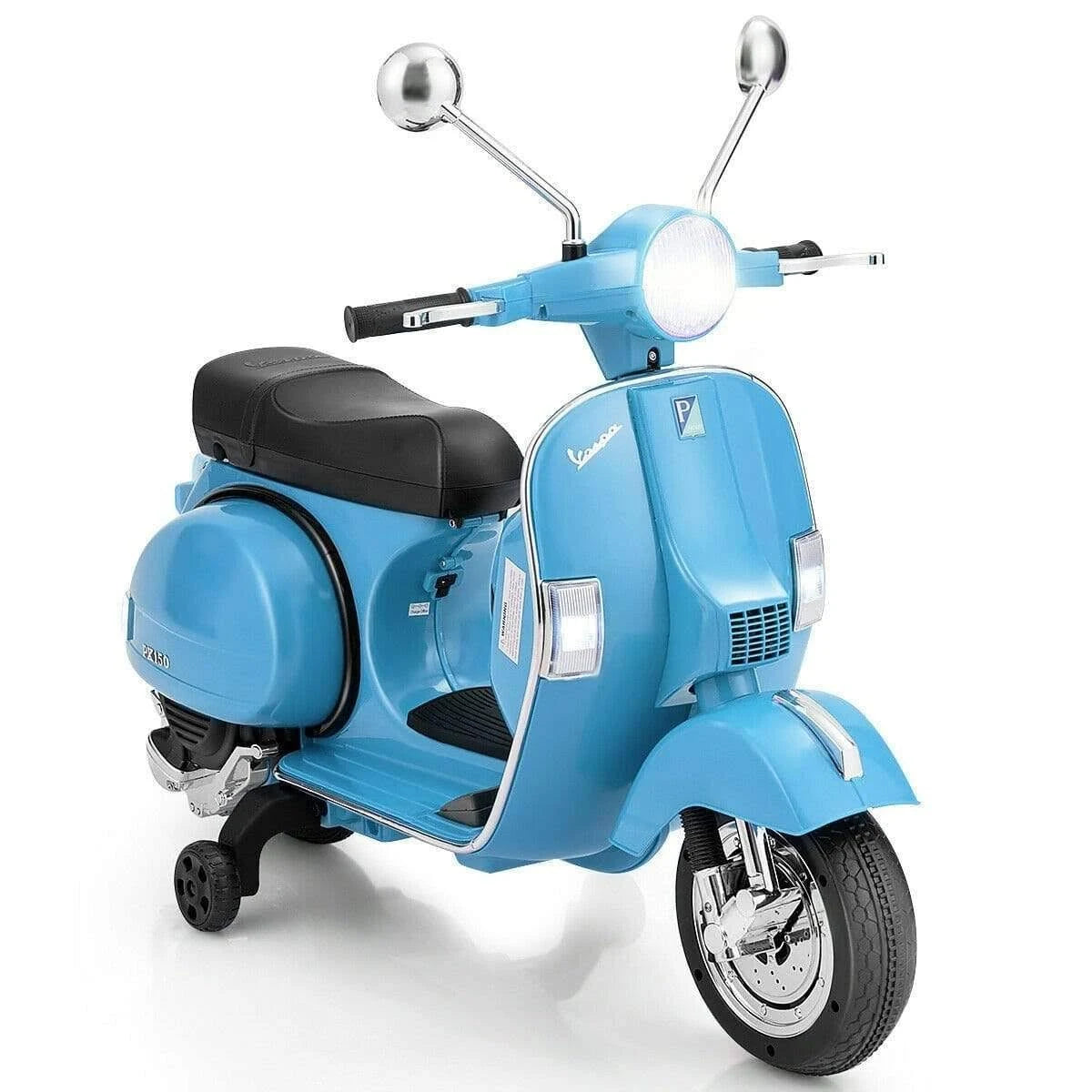 Blue 6V Kids Ride on Vespa Scooter Motorcycle with Headlight Q590