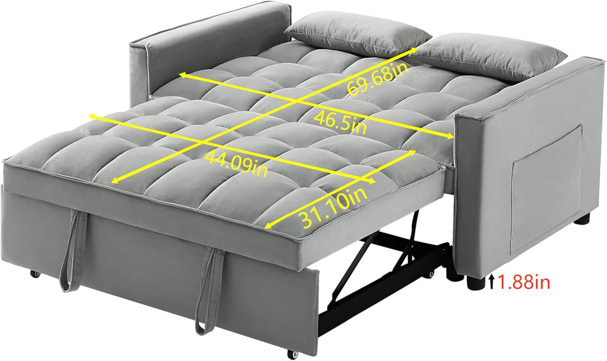 Gray Full Pull Out Sofa Bed with Pillows X74373