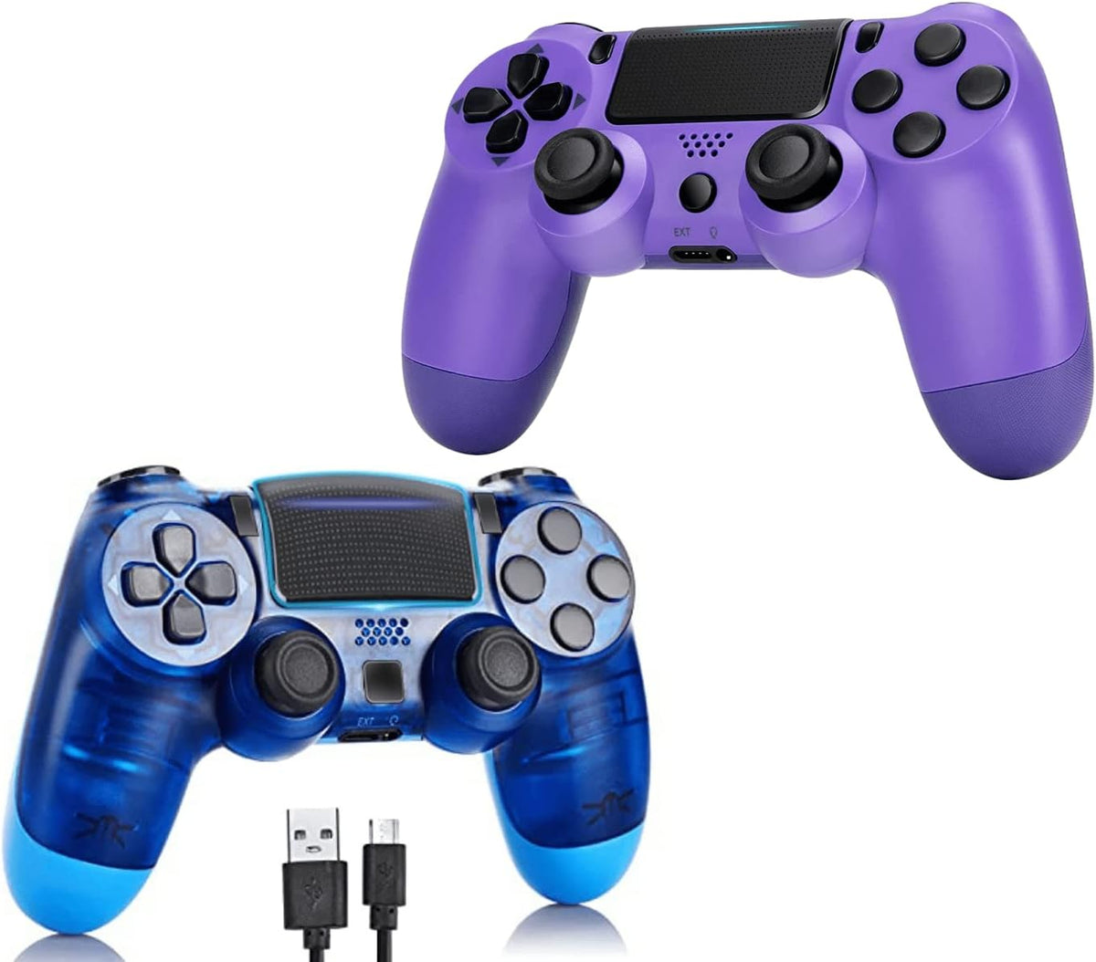 2 Pack Wireless Controller Gamepad with Charging Cable and Two Motors (Titanium Blue and Jet Black) V5249