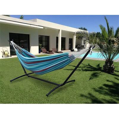 Deep Sky Blue Double Hammock with Steel Stand and Carrying Case A831321