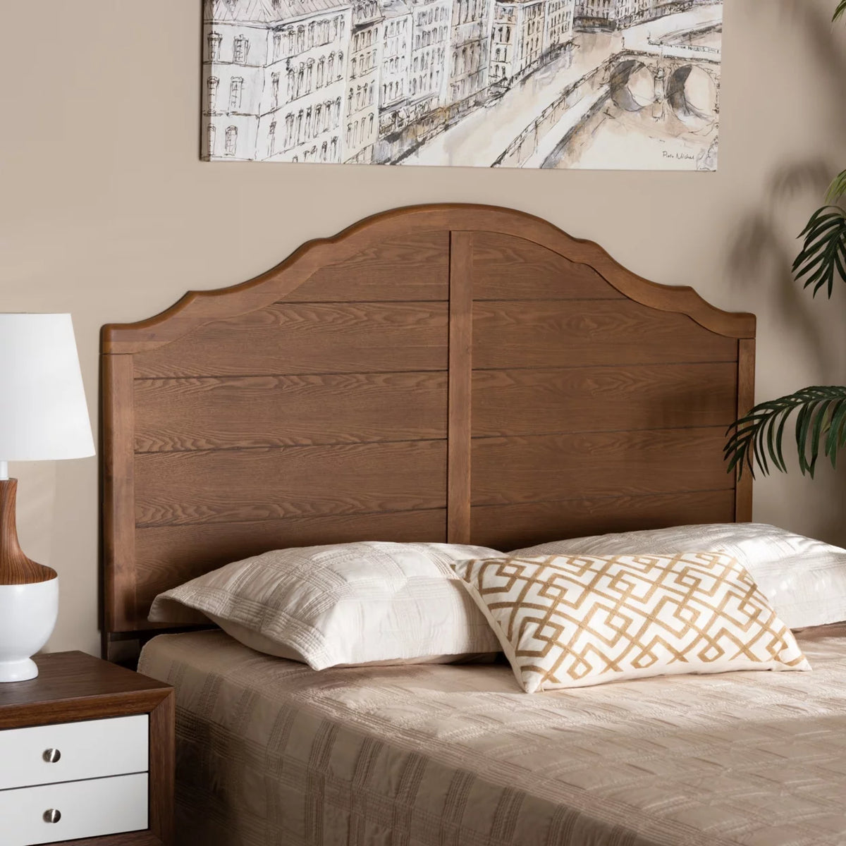 Ash Walnut Finished Wood Full Size Headboard S19595