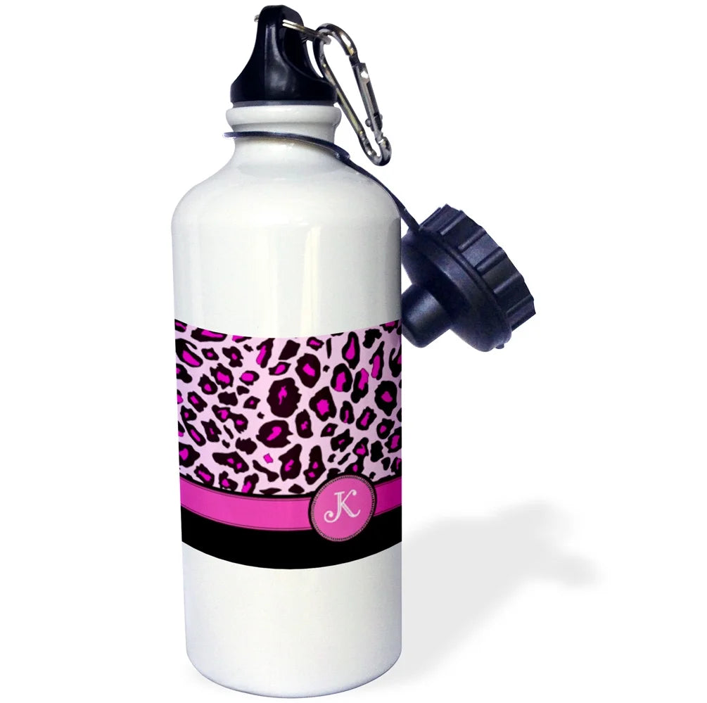 Hot Pink Black Leopard Print 21 oz Sports Water Bottle O563492