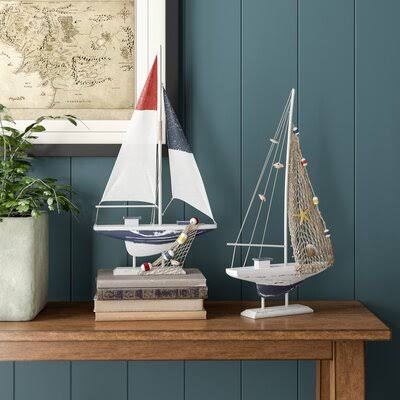 2 Piece Sailing Model Boat Set H585259