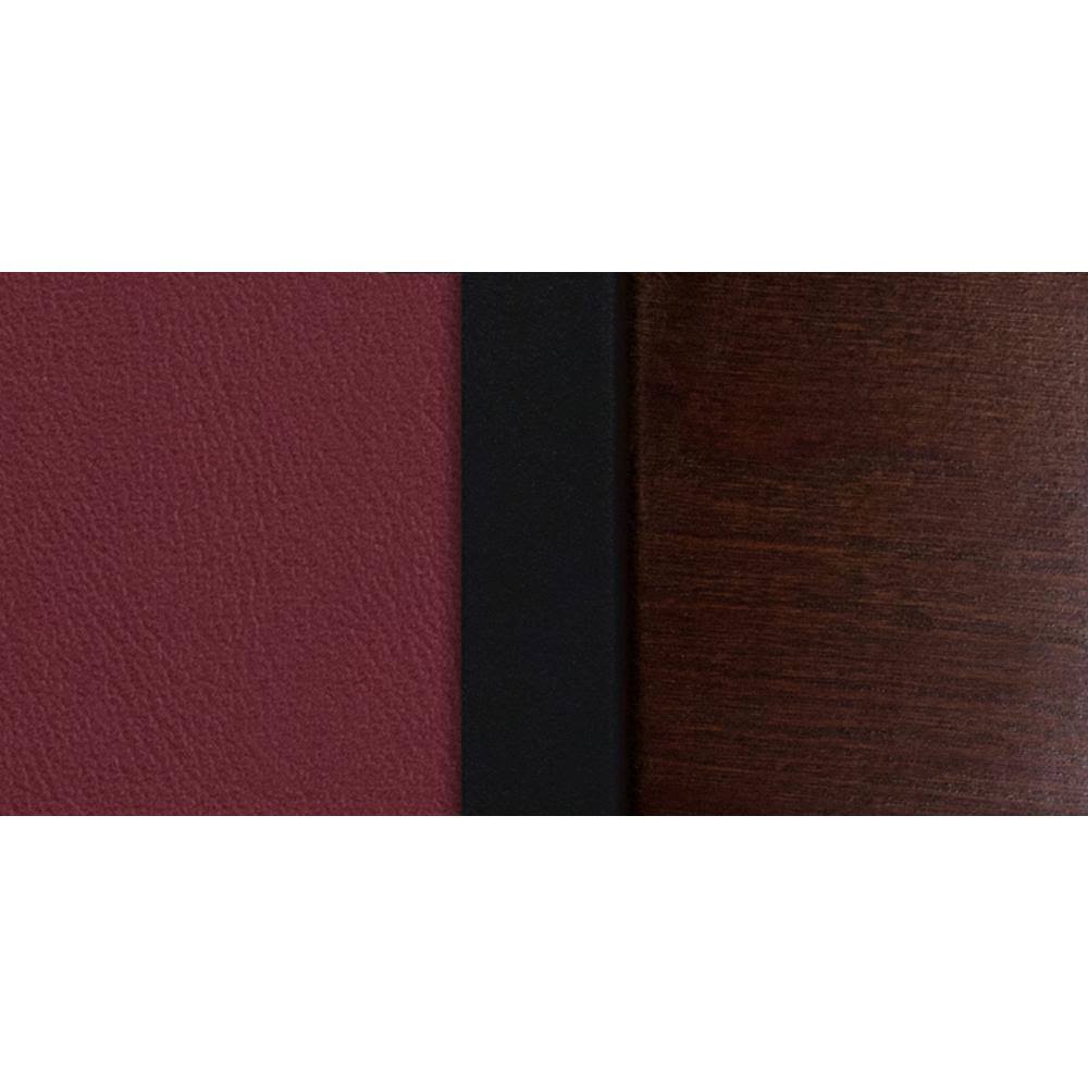 Black Metal Restaurant Chair with Walnut Wood Back and Burgundy Vinyl Seat V35438