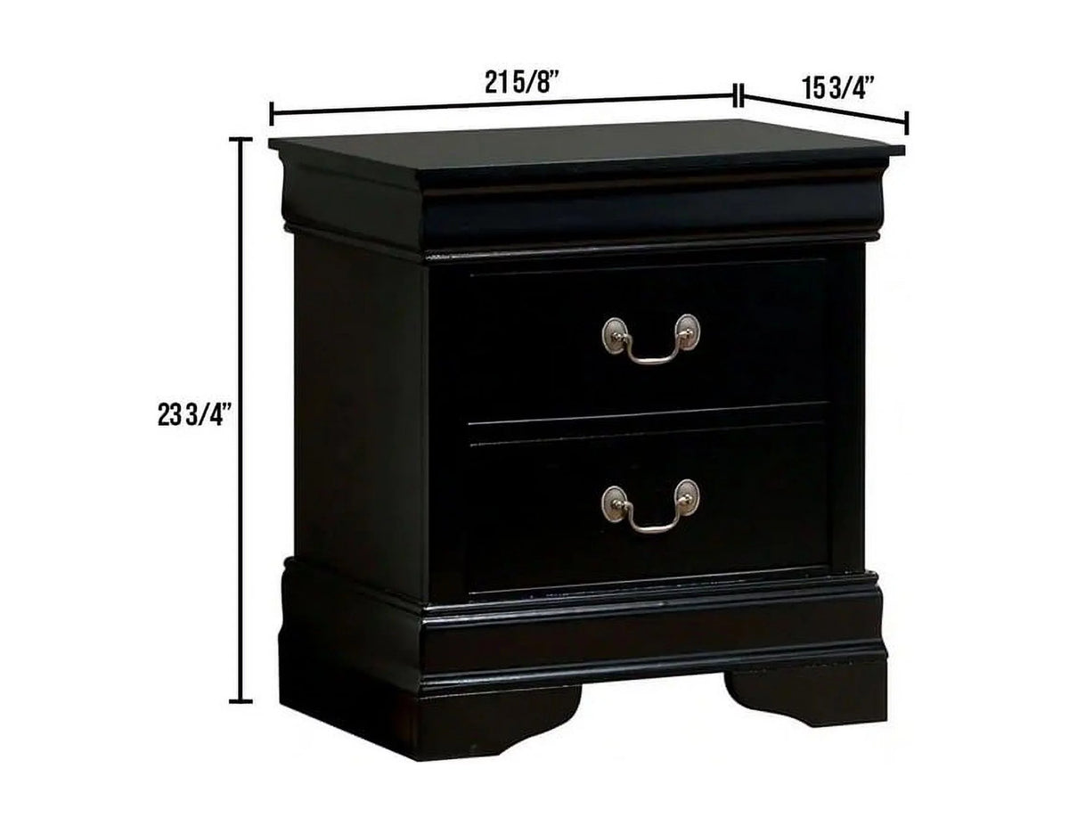 Black Solid Wood Nightstand T197