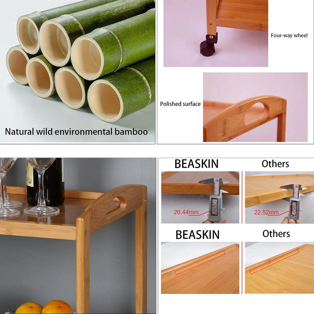 Side Table with Three-Tier Storage and Four Wheels W25372