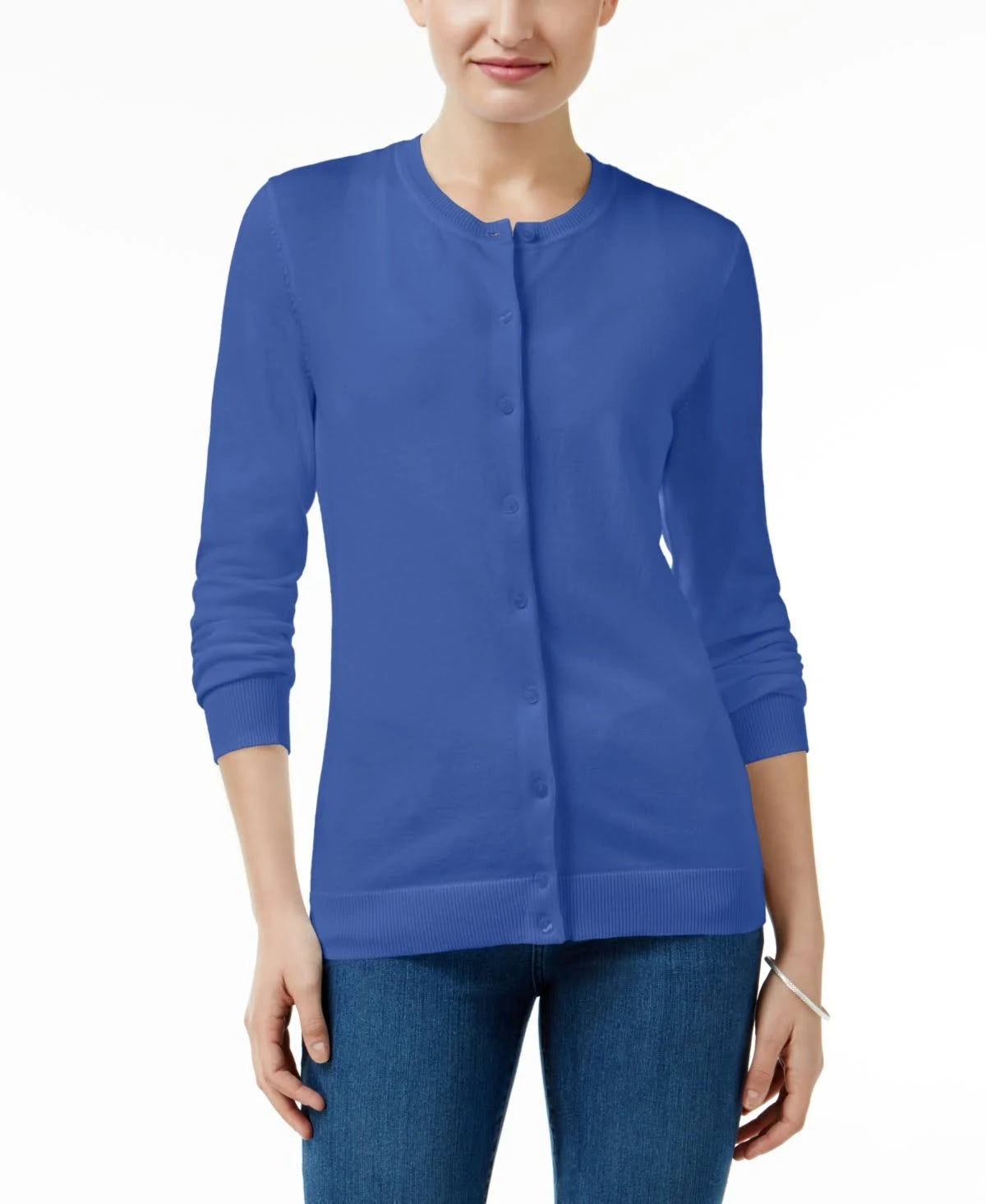 Persian Blue Crew-Neck Cardigan S565