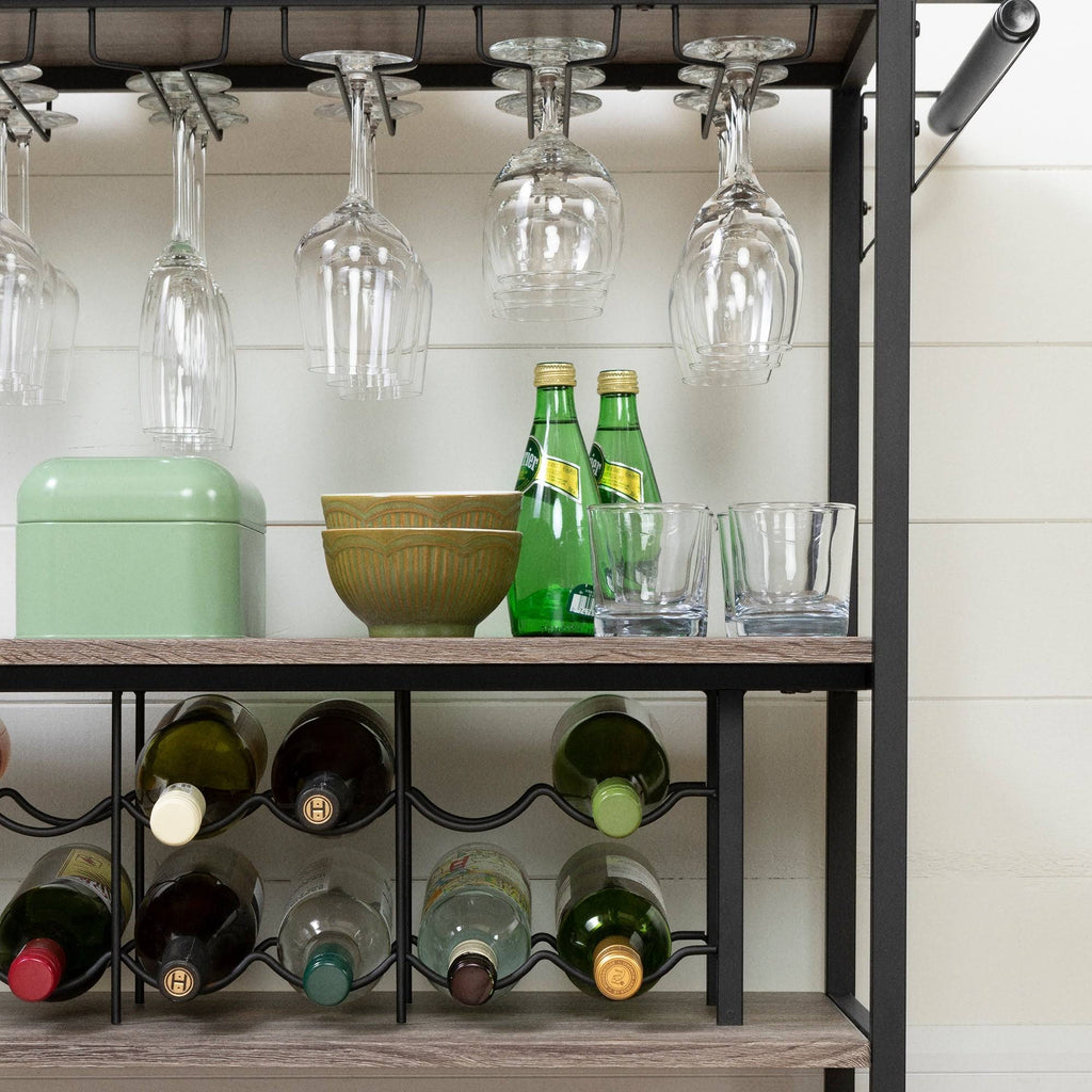 White Oak Bar Cart with Wine Rack O34231