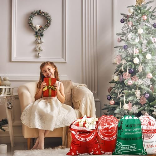 8 Pcs Christmas Drawstring Gift Bags M664651