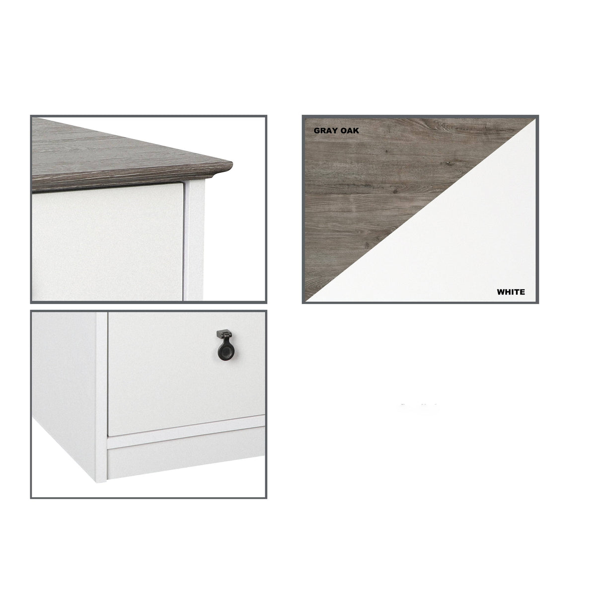 White Gray Oak 3 Drawer Filing Cabinet M16757