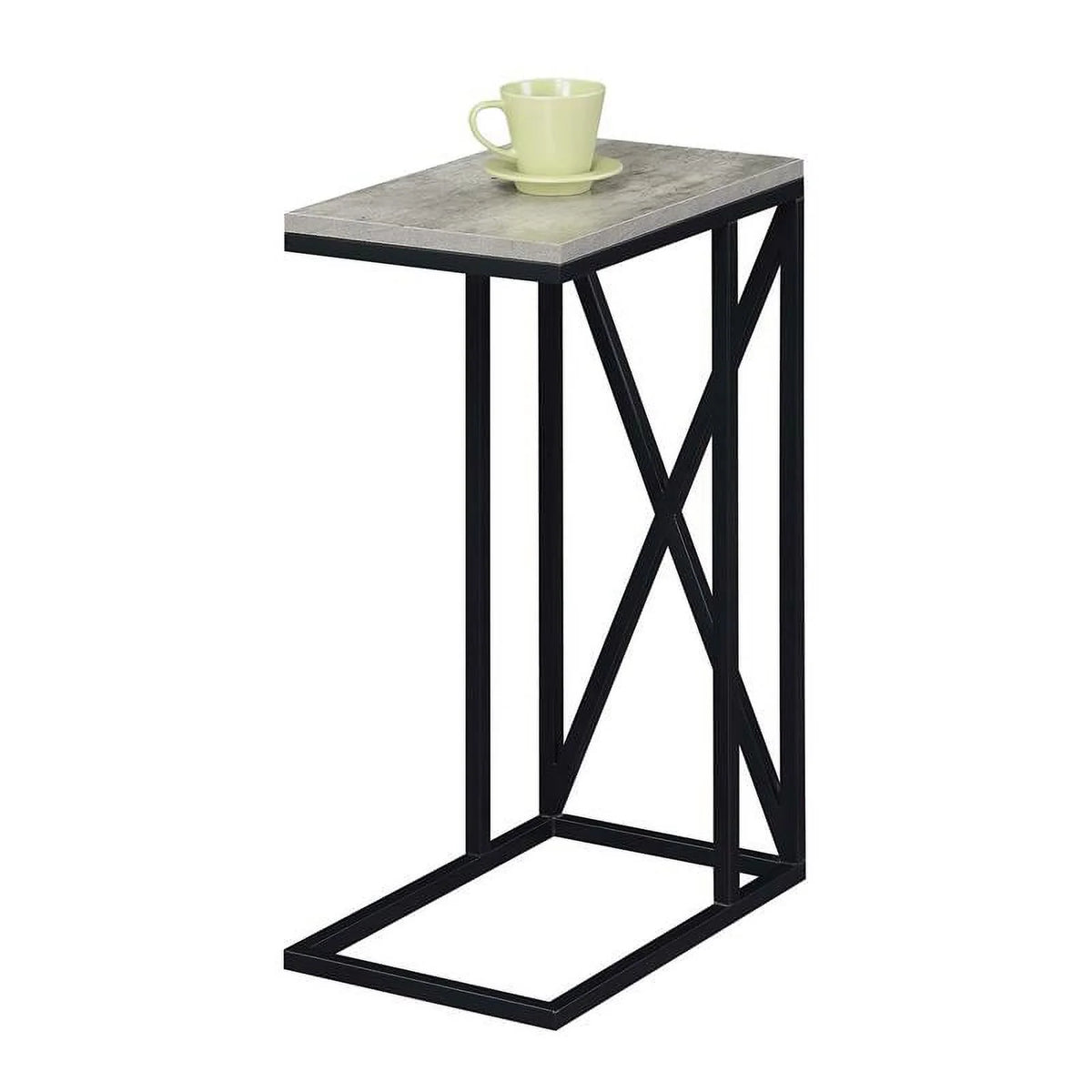 Gray Wood X Metal Frame C End Table Set of 2 P8628