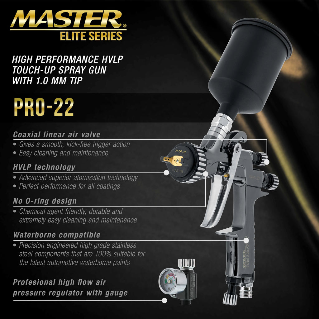 HVLP Touch Up Spray Gun with 1.0mm Tip and Air Pressure Regulator Gauge N66464