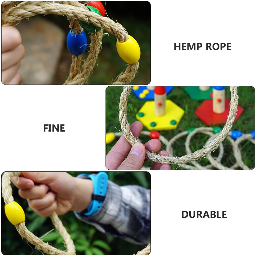 Natural Rope Ring Toss Game Toy 8 PCS R960