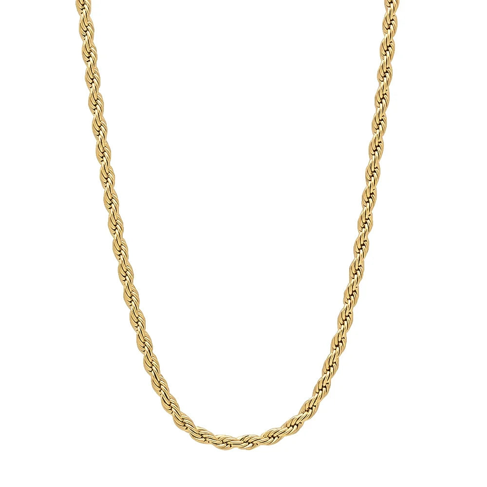 14k Yellow Gold Plated Twisted Rope Chain Necklace, 22 inches O96365