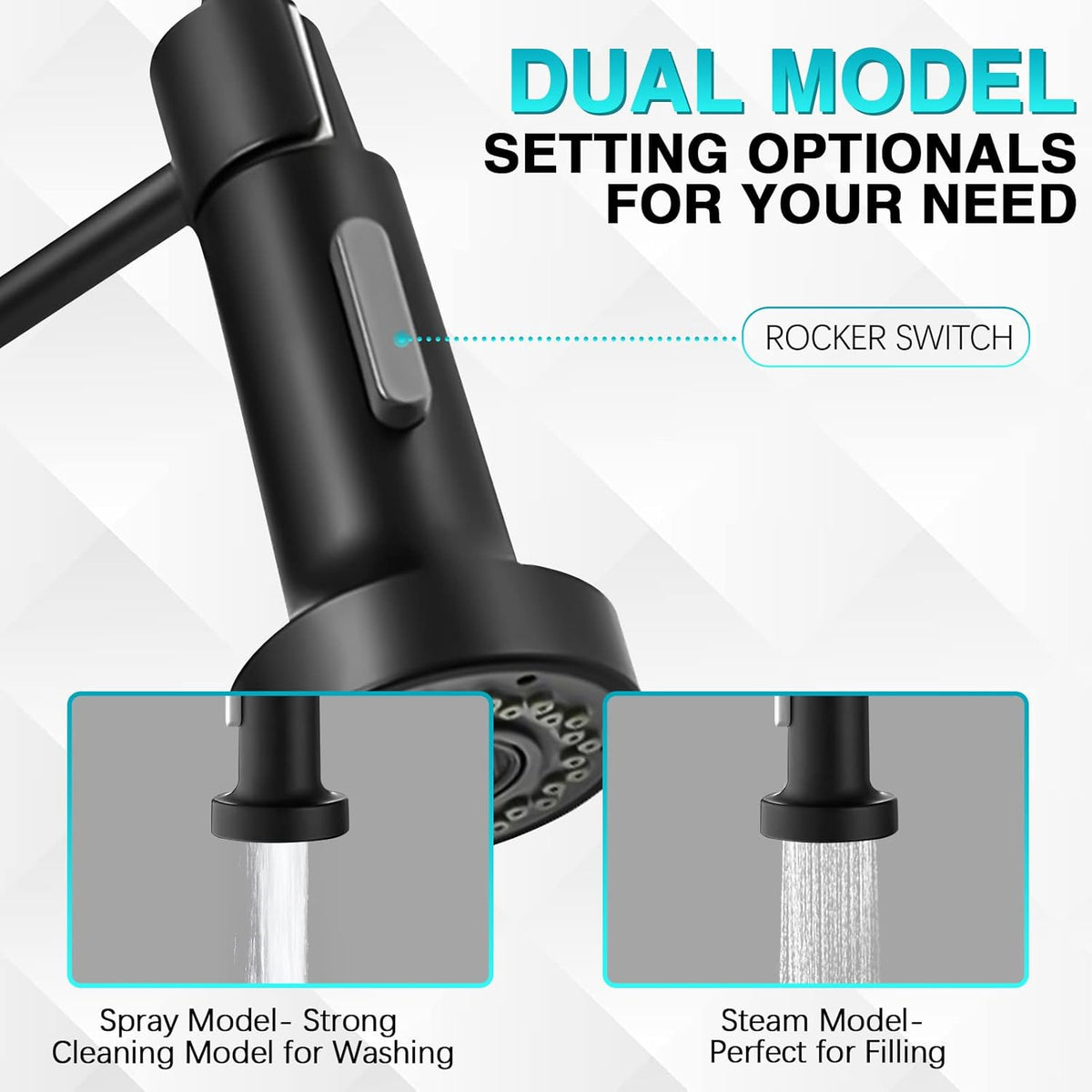 Matte Black 304 Stainless Steel Single Handle Spring Kitchen Sink Faucet with Pull Down Sprayer R5594