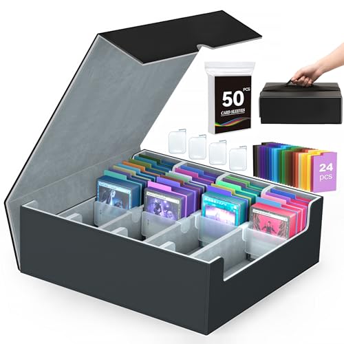 4-Row Trading Card Storage Box with 50 Sleeves & 24 Dividers D7426