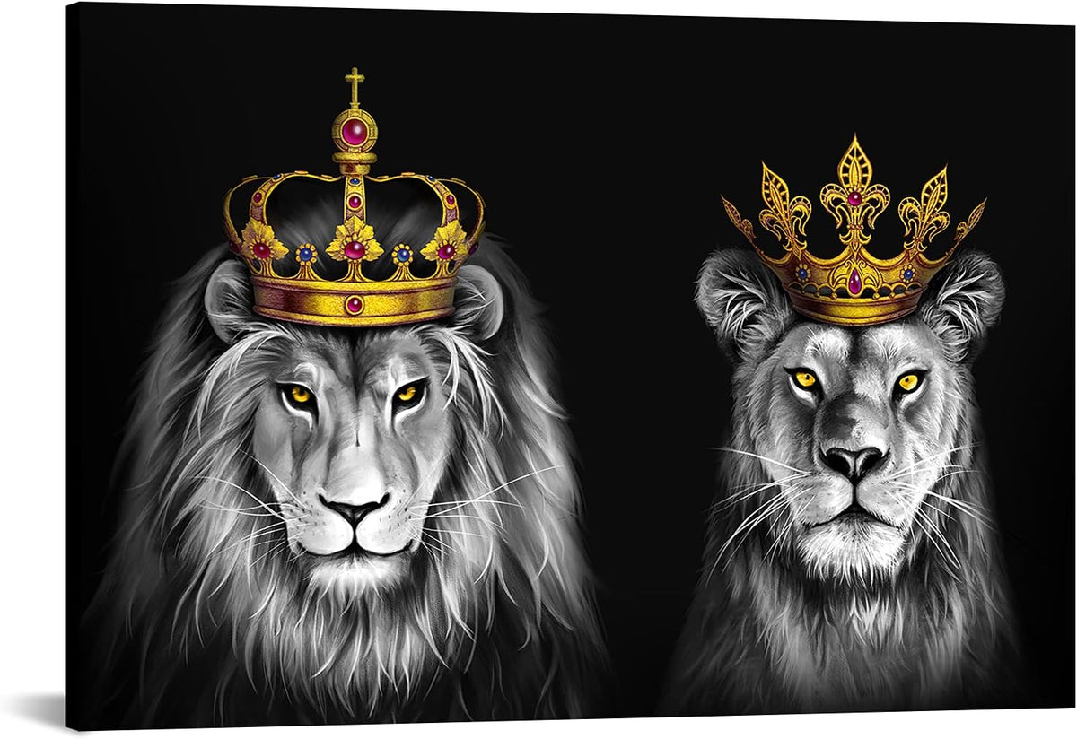 2 Pieces King Animal Canvas Wall Art 24x36inch N790