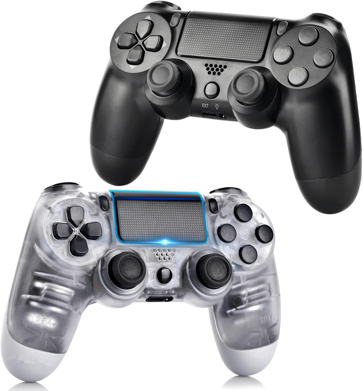 2 Pack Wireless Controller Gamepad with Charging Cable and Two Motors (Titanium Blue and Jet Black) V5249