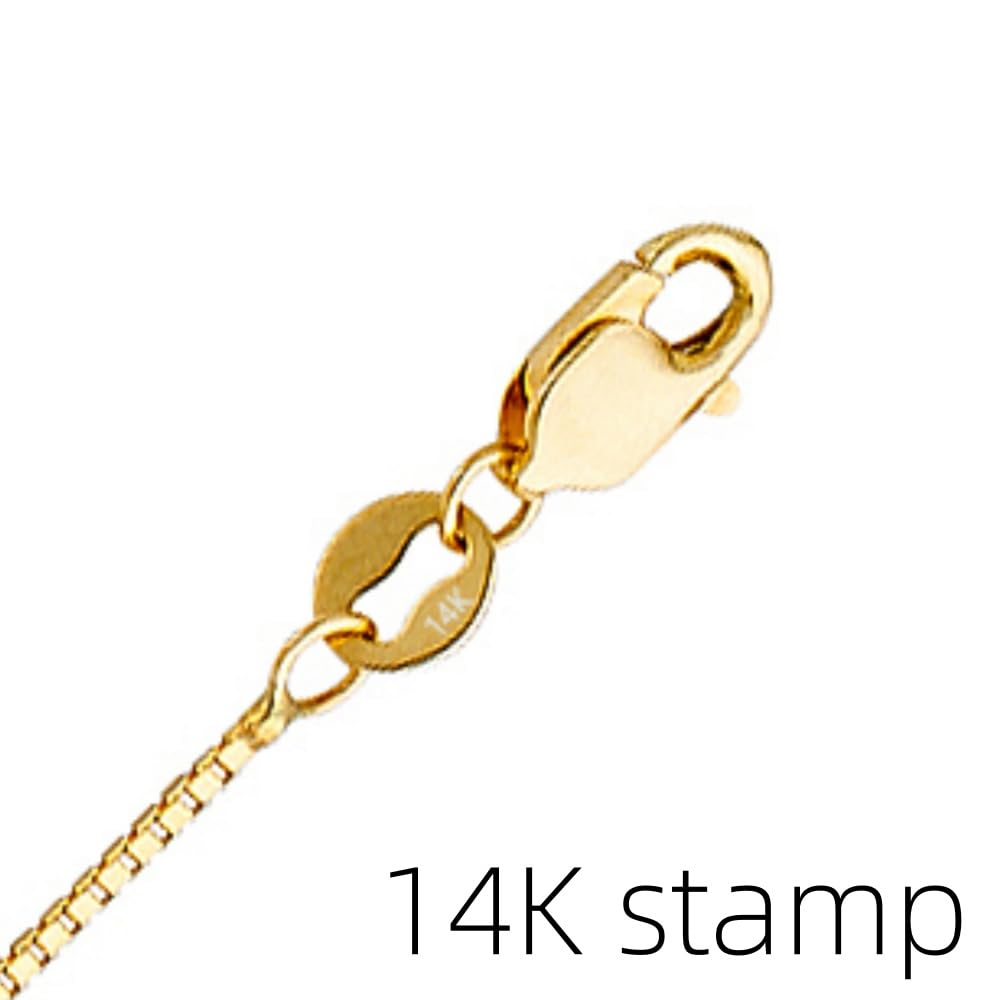 14k Gold Box Chain Necklace with Lobster Claw Clasp G4865