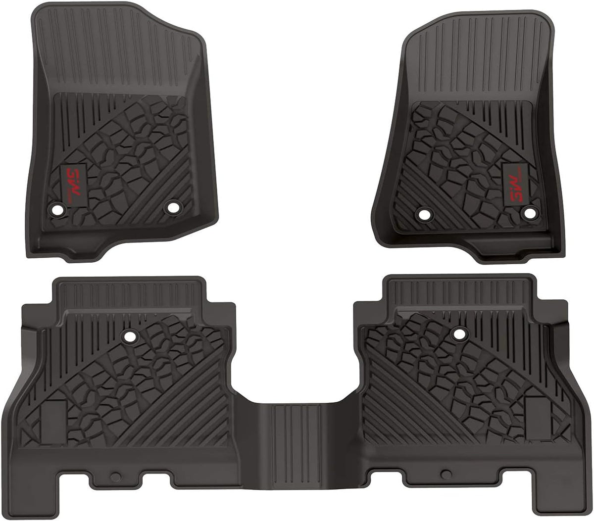 3W Floor Mats for Jeep Wrangler JL 2018-2021 TPE Floor Liner Full Set Black K50586
