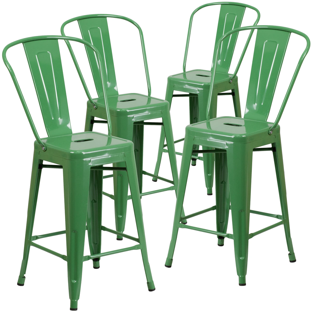 4 Pack 24" High Metal Counter Height Stool with Back Copper Q757232