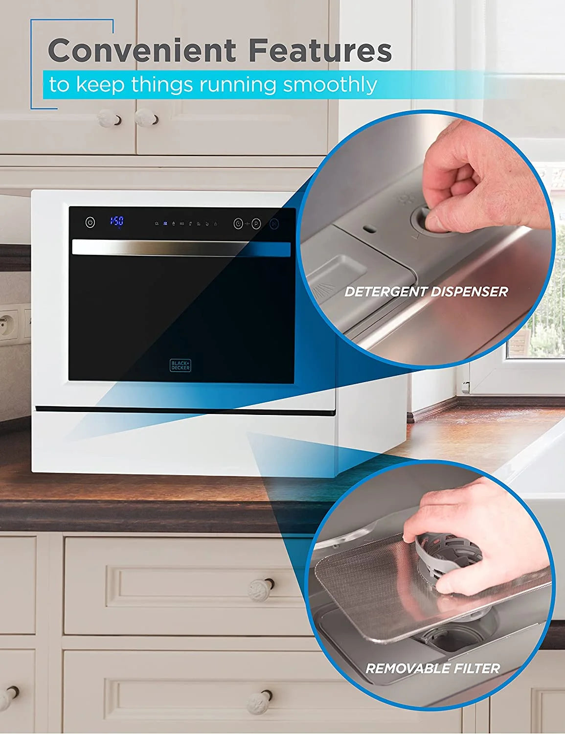 Compact Countertop Dishwasher, 6 Place Settings, White J275