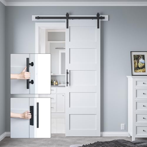 White 5 Panel Sliding Barn Door with 6ft Hardware Kit G3547