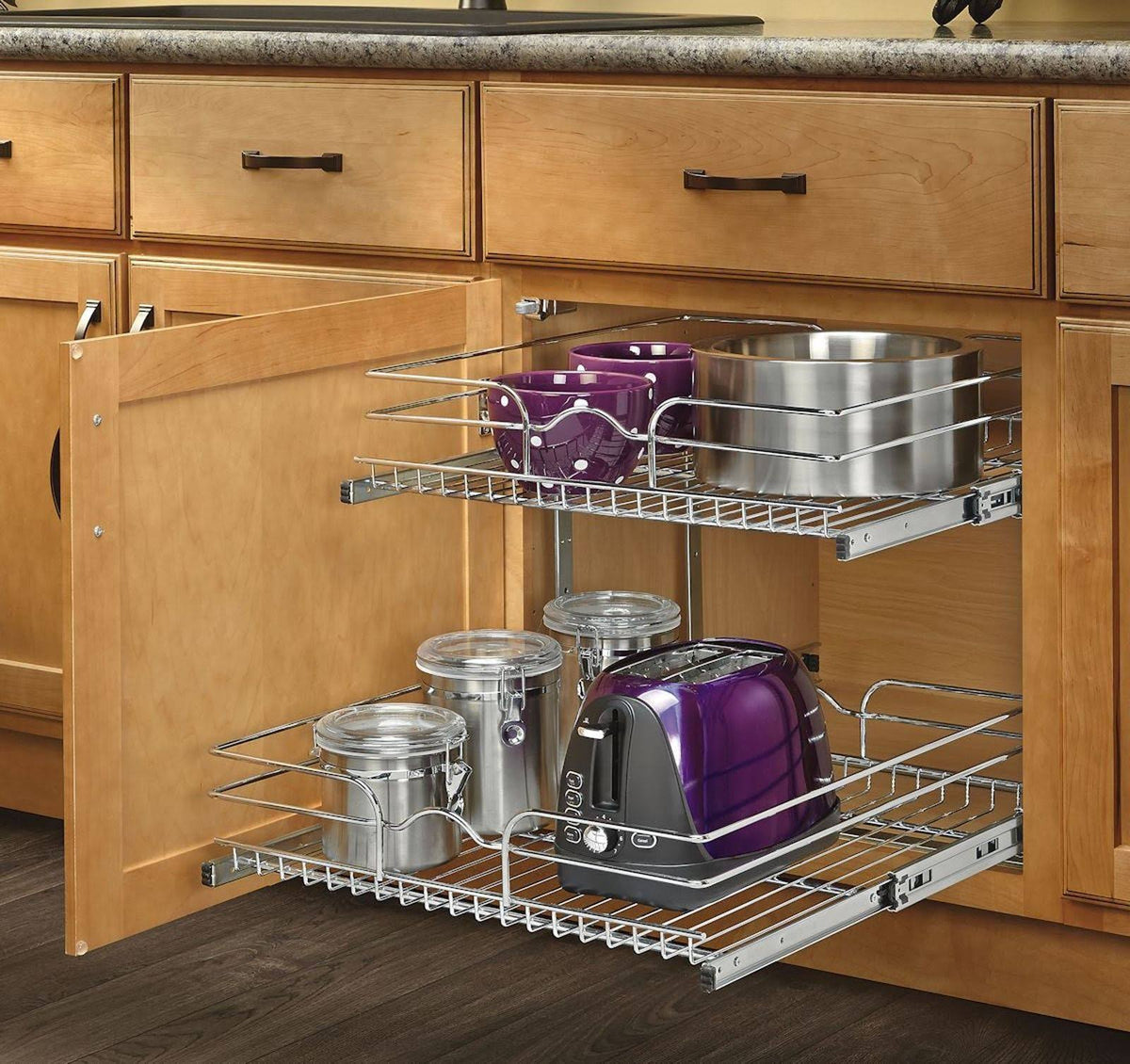 21 in. Chrome 2-Tier Wire Pull-Out Basket W2025