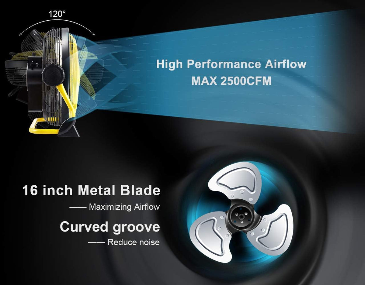 Rechargeable 16'' Portable Battery Operated High Velocity Floor Fan D59011